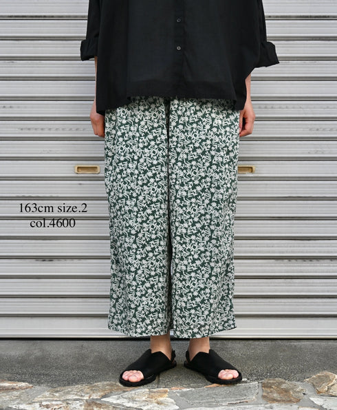 NSL26075 80s VOILE TWO TONE FLOWER PRINT WIDE EASY PANTS