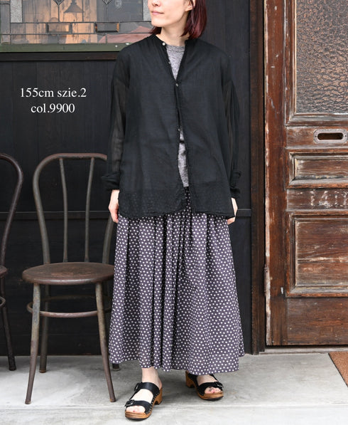 INAM2641GD 60s SINGLE GAUZE PLAIN OVERDYE UTILITY BANDED COLLAR SHIRT