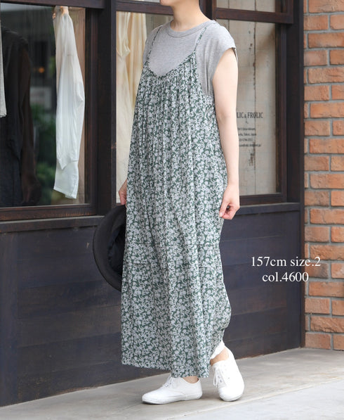 NSL26074 80s VOILE TWO TONE FLOWER PRINT TWO WAY CAMISOLE DRESS