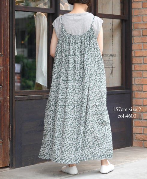 NSL26074 80s VOILE TWO TONE FLOWER PRINT TWO WAY CAMISOLE DRESS