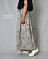 NSL26065 80s VOILE LEAF & FLOWER PRINT GATHERED SKIRT