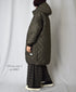 NAM2562PP PLAIN POLYESTER×PLAIN POLYESTER OVERSIZED MID-LENGTH HOODED COAT WITH RIBBED CUFF