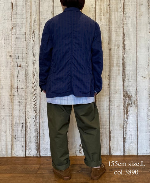 NVL2301PSD POPLIN WIDE STRIPE (OVERDYE) SIDE VENTS TAILORED JACKET