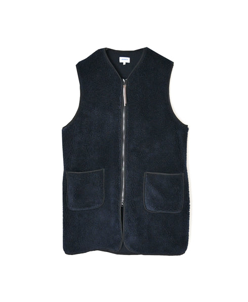 ADNAM2652 ZIP-UP FLEECE NO COLLAR LONG VEST