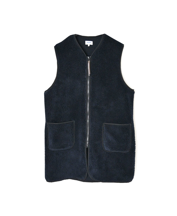ADNAM2652 ZIP-UP FLEECE NO COLLAR LONG VEST