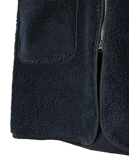 ADNAM2652 ZIP-UP FLEECE NO COLLAR LONG VEST
