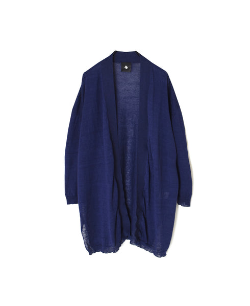 CNMDS2501 12GG LINEN PLAIN V-NECK CARDIGAN WITH SLIT