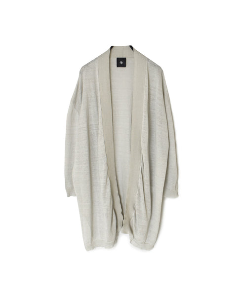 CNMDS2501 12GG LINEN PLAIN V-NECK CARDIGAN WITH SLIT