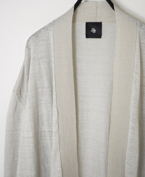 CNMDS2501 12GG LINEN PLAIN V-NECK CARDIGAN WITH SLIT