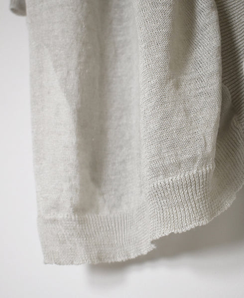CNMDS2501 12GG LINEN PLAIN V-NECK CARDIGAN WITH SLIT