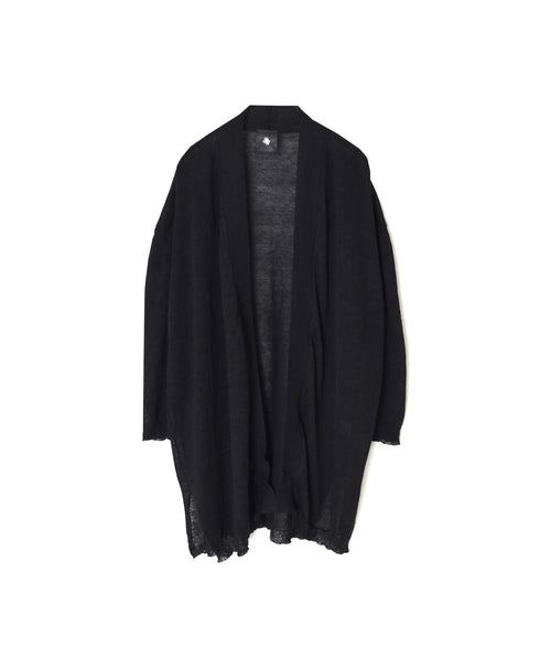 CNMDS2501 12GG LINEN PLAIN V-NECK CARDIGAN WITH SLIT