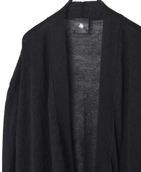 CNMDS2501 12GG LINEN PLAIN V-NECK CARDIGAN WITH SLIT