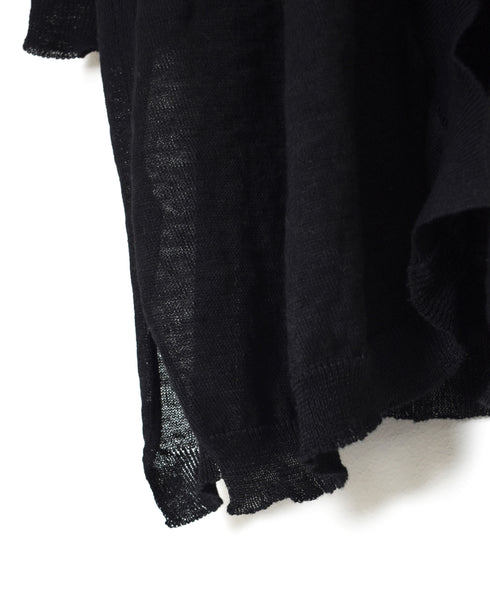 CNMDS2501 12GG LINEN PLAIN V-NECK CARDIGAN WITH SLIT