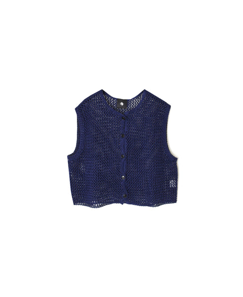 CNMDS2601 5GG LINEN OPENWORK KNIT VEST