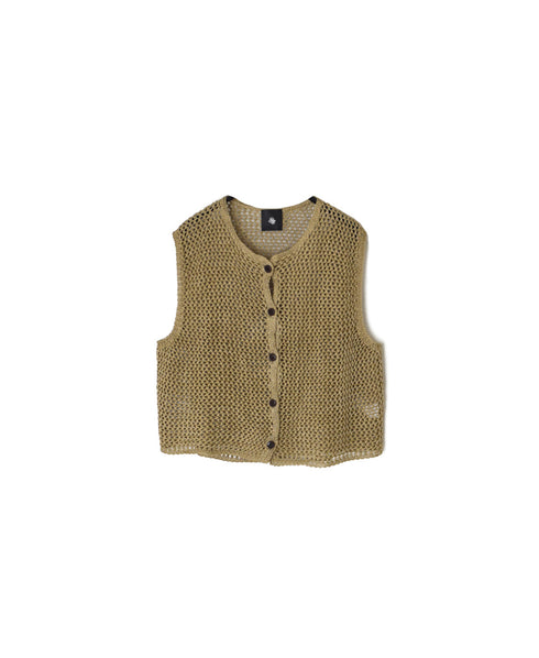 CNMDS2601 5GG LINEN OPENWORK KNIT VEST