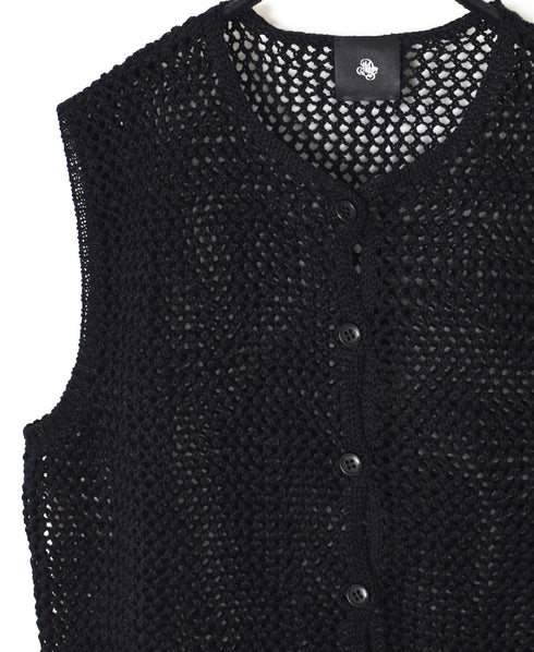 CNMDS2601 5GG LINEN OPENWORK KNIT VEST
