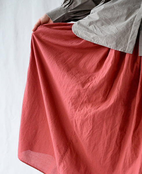 NMDS26605D ORGANIC MICRO CHECK&VOILE PLAIN PATCHWORK OVERDYE RAJASTHAN GATHERED SKIRT