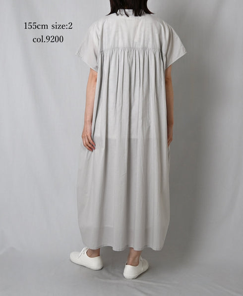 NSL26007 60s CAMBRIC PLAIN BANDED COLLAR FRENCH/SL DRESS