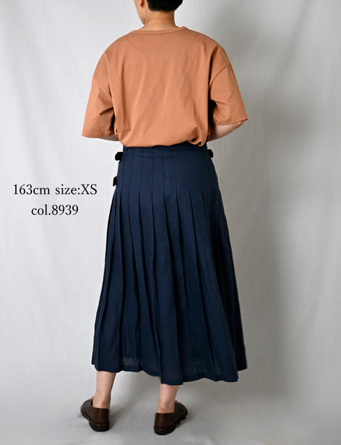 NOD2501PW ILISH LINEN LOW WAIST PLEATS WRAP SKIRT LENGTH 80cm