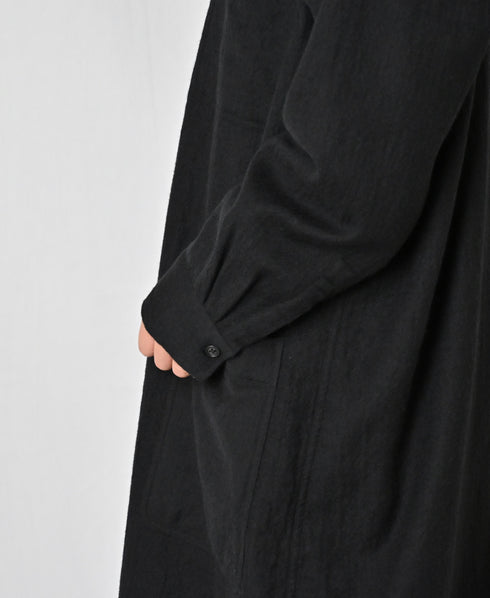 MDSH26532 BOILED WOOL PLAIN BANDED COLLAR COAT
