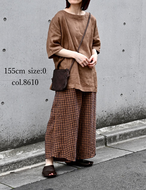 NAM1631LP LINEN PLAIN OVERDYE BOAT NECK S/SL SHIRT