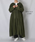 NMDS26604D ORGANIC MICRO CHECK&VOILE PLAIN PATCHWORK OVERDYE CREW-NECK BUTTON SHIRT MAXI DRESS WITH PINTUCK