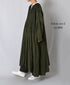 NMDS26604D ORGANIC MICRO CHECK&VOILE PLAIN PATCHWORK OVERDYE CREW-NECK BUTTON SHIRT MAXI DRESS WITH PINTUCK