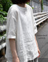 NAM1631LP LINEN PLAIN OVERDYE BOAT NECK S/SL SHIRT