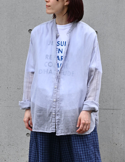 INAM2641GD 60s SINGLE GAUZE PLAIN OVERDYE UTILITY BANDED COLLAR SHIRT