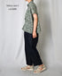 NSL26071 80s VOILE TWO TONE FLOWER PRINT FRILL COLLAR FRENCH/SL SHIRT