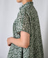 NSL26071 80s VOILE TWO TONE FLOWER PRINT FRILL COLLAR FRENCH/SL SHIRT