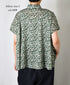 NSL26071 80s VOILE TWO TONE FLOWER PRINT FRILL COLLAR FRENCH/SL SHIRT