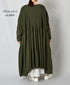 NMDS26602D ORGANIC MICRO CHECK&VOILE PLAIN PATCHWORK OVERDYE PINTUCK PULLOVER DRESS