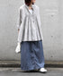 INMDS26102 80s COTTON FLOWER BLOCK PRINT BANDED COLLAR MINI PINTUCK TUNIC