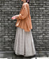 INMDS26123 POWER LOOM COTTON VOILE ARABESQUE HAND SCREEN PRINT FLARED SKIRT WITH PINTUCK