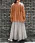 INMDS26123 POWER LOOM COTTON VOILE ARABESQUE HAND SCREEN PRINT FLARED SKIRT WITH PINTUCK