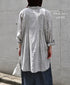 INMDS26102 80s COTTON FLOWER BLOCK PRINT BANDED COLLAR MINI PINTUCK TUNIC