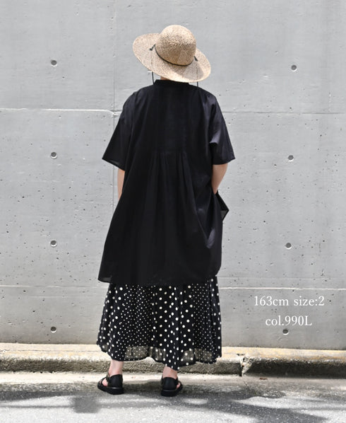 NSL26057 80s COTTON VOILE DOT PRINT PATCHWORK GATHERED SKIRT
