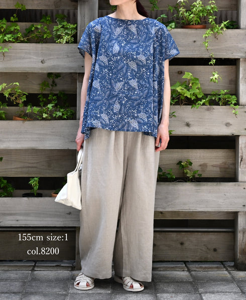 GNMDS2502FL 40s FRENCH LINEN DYED CANVAS 2TUCK WIDE EASY PANTS
