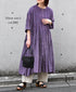 INMDS26084 80s VOILE SQUARE BLOCK PRINT CREW NECK BUTTON SHIRTS DRESS WITH MINI PINTUCK