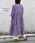 INMDS26084 80s VOILE SQUARE BLOCK PRINT CREW NECK BUTTON SHIRTS DRESS WITH MINI PINTUCK