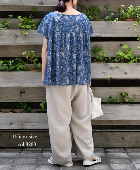 GNMDS2502FL 40s FRENCH LINEN DYED CANVAS 2TUCK WIDE EASY PANTS