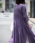 INMDS26084 80s VOILE SQUARE BLOCK PRINT CREW NECK BUTTON SHIRTS DRESS WITH MINI PINTUCK