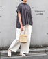 NSL26032 COTTON SLUB SMALL FLOWER PRINT BACK OPENING STAND COLLAR SHIRT