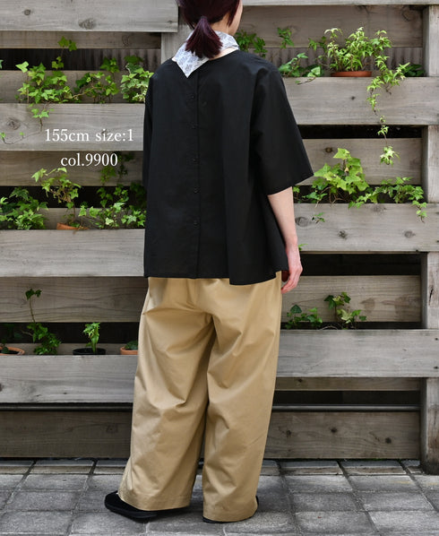 NSL26006 60s CAMBRIC PLAIN BACK OPENING SMOCK