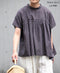 NSL26032 COTTON SLUB SMALL FLOWER PRINT BACK OPENING STAND COLLAR SHIRT