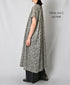 NSL26073 80s VOILE TWO TONE FLOWER PRINT BANDED COLLAR FRENCH/SL PINTUCK DRESS