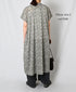 NSL26073 80s VOILE TWO TONE FLOWER PRINT BANDED COLLAR FRENCH/SL PINTUCK DRESS