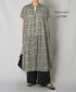 NSL26073 80s VOILE TWO TONE FLOWER PRINT BANDED COLLAR FRENCH/SL PINTUCK DRESS