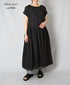 NMDS26272 80s POWER LOOM LINEN PLAIN BOAT-NECK LACE PULLOVER DRESS